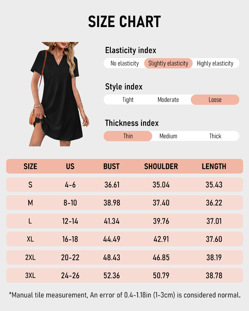 Casual Summer Dress: V-Neck Short Sleeve Beach Essential
