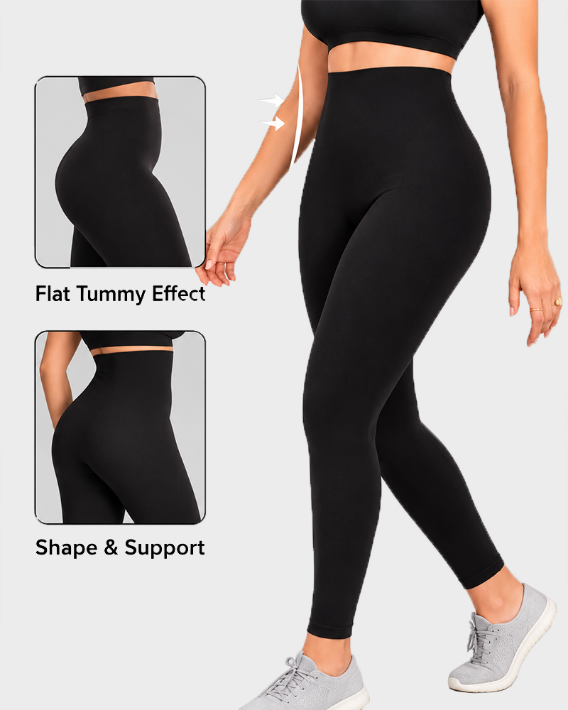 High Waisted Tummy Control Leggings Medium Compression Shaping Yoga Pants