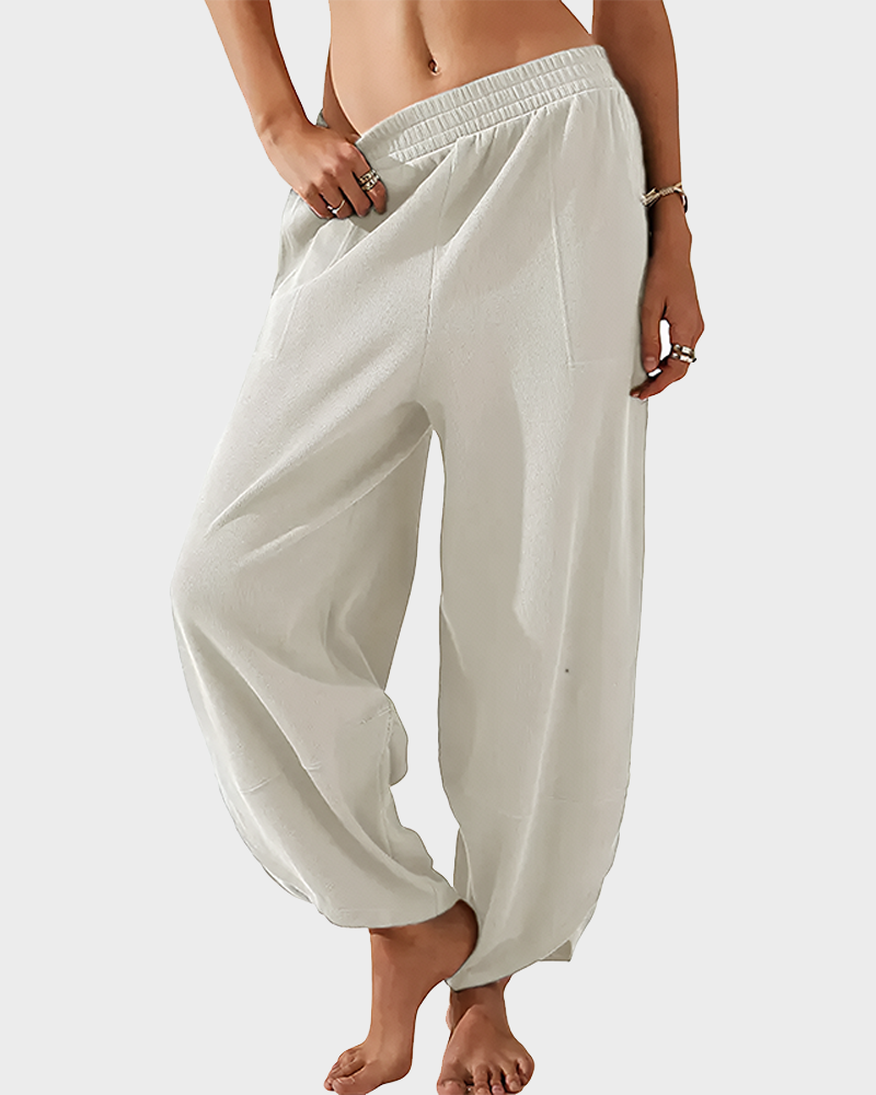 Women's Baggy Wide Leg Palazzo Harem Pants Elastic Waist Casual with Pockets