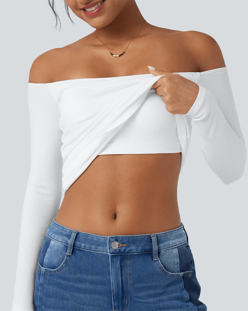 Built-in Bra Ribbed Knit Top