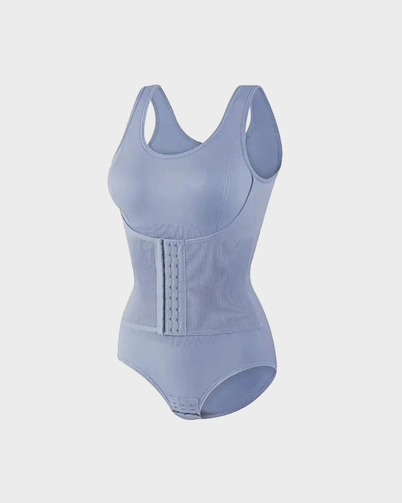 Zipper Bodysuit with Integrated Belt Tummy Control Shapewear for Daily & Posture