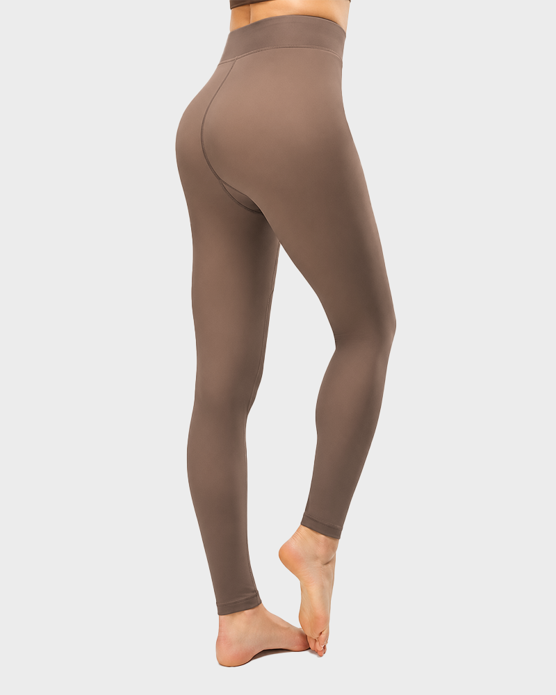 Women's Fleece Lined Fake Sheer Tights Warm High Stretch Winter Leggings