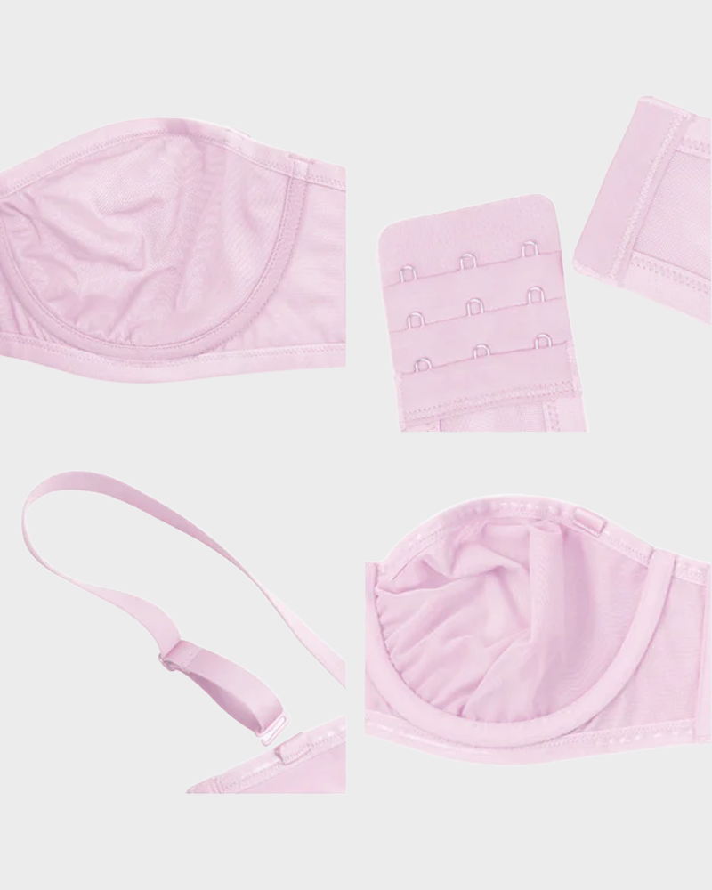 Strapless Mesh Underwire Balconette Bra