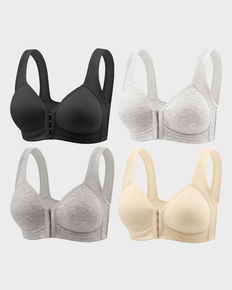 Easy-On Front Closure Push-Up Adjustable Cross-Back Bra