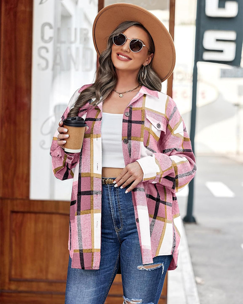 Plus Size Oversized Shacket in Cozy Flannel