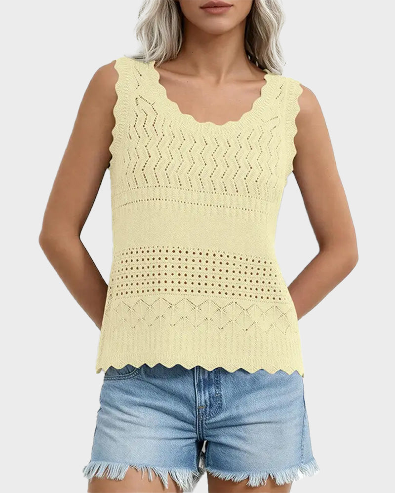Women's Crochet Tank Top Sleeveless Knit Sweater Vest