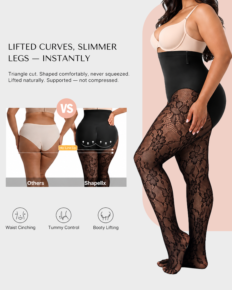 Women's High-Waist Lace Shaping Tights