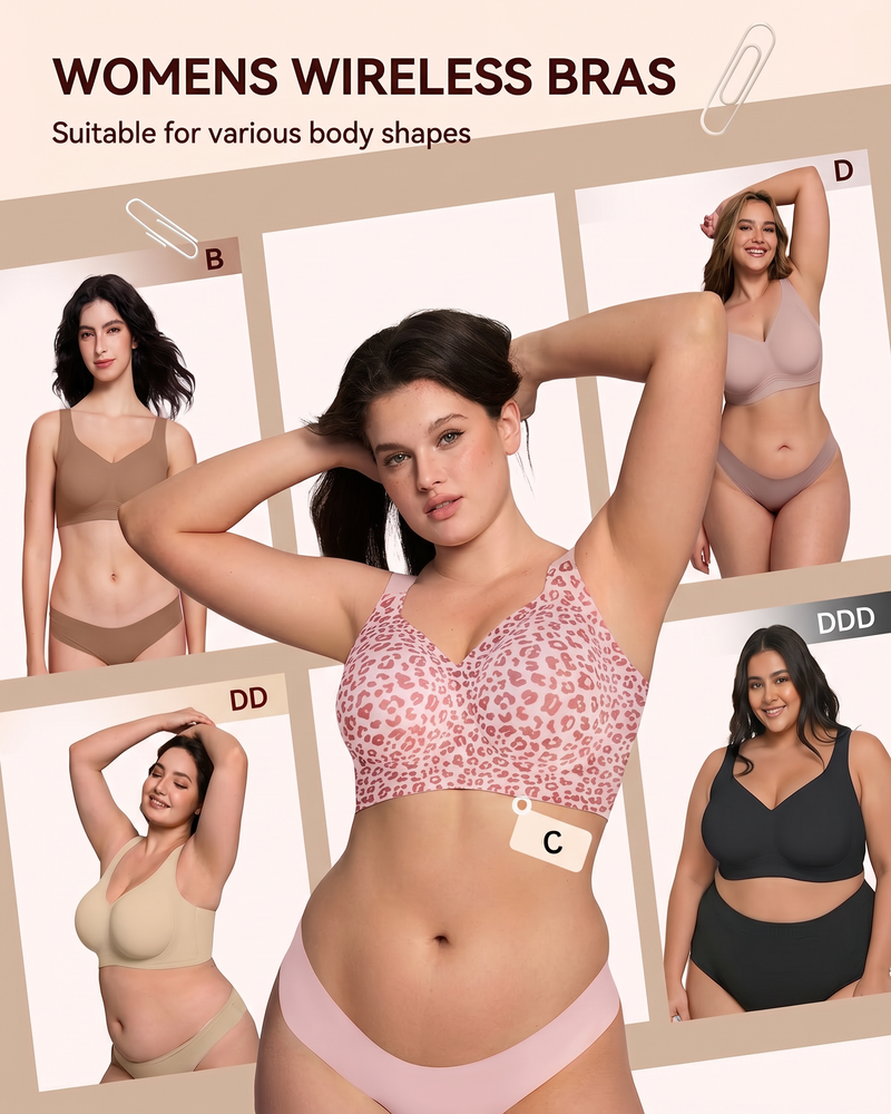 Leopard Jelly Wirefree Bra Full Coverage Padded No Underwire Everyday Bra