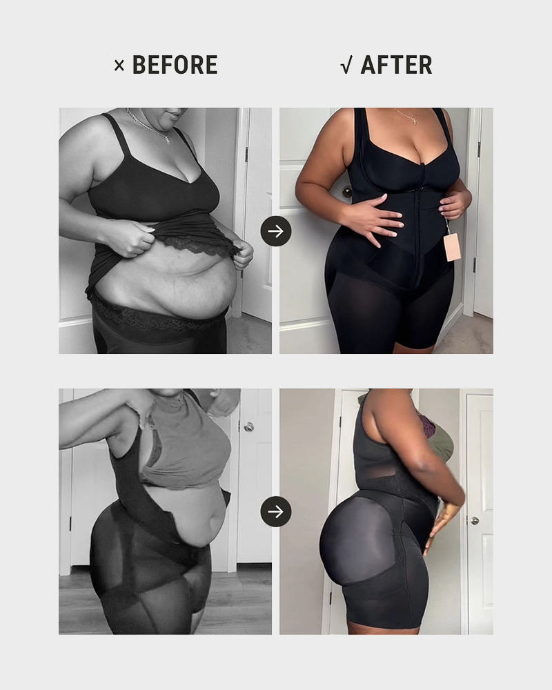 Colombian Postpartum Faja Butt Lifter Bodysuit with Zipper Crotch Smooth Compression Shapewear