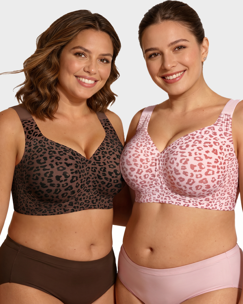 Leopard Jelly Wirefree Bra Full Coverage Padded No Underwire Everyday Bra