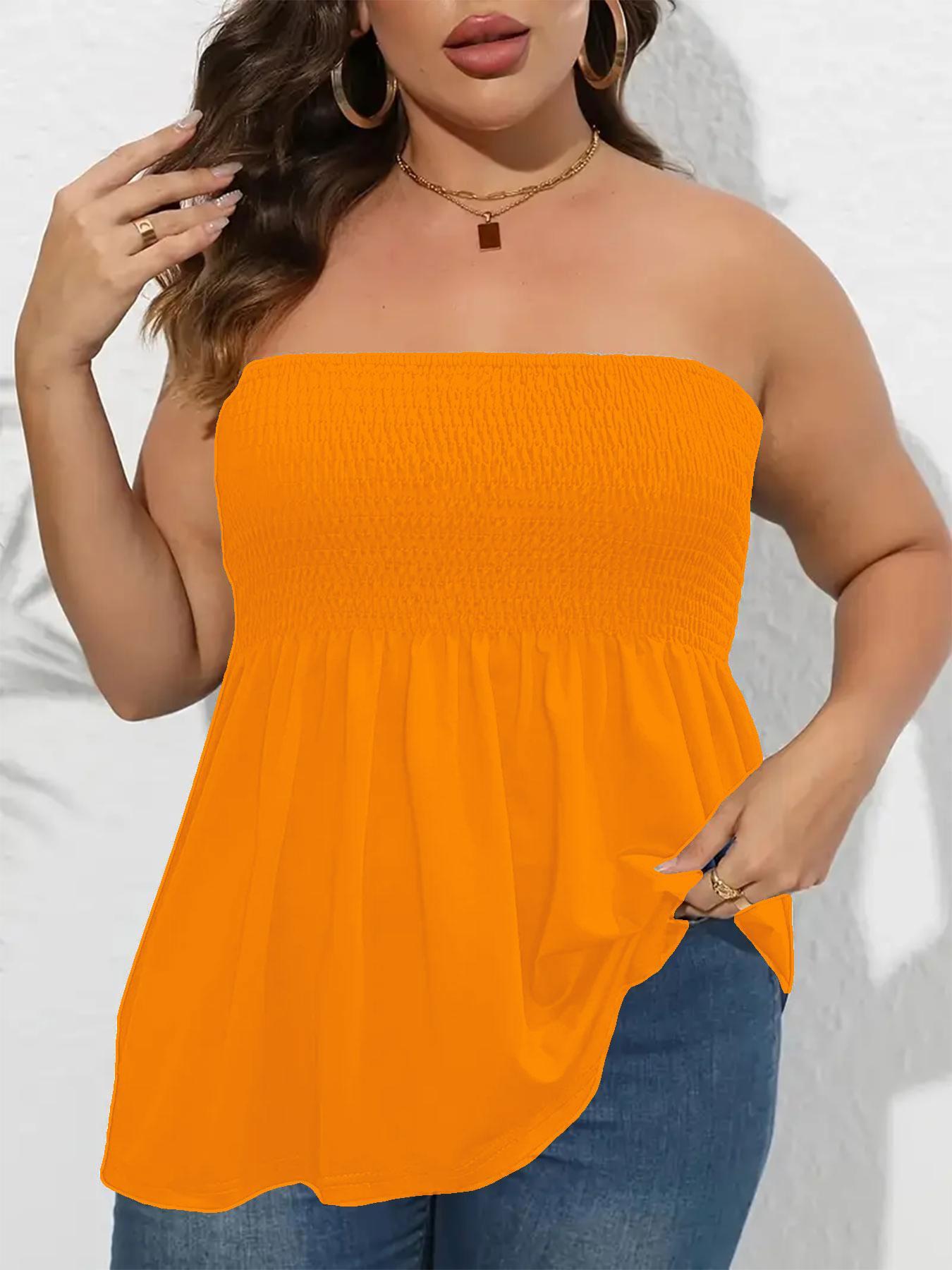 Plus Size Strapless Ruffle Hem Tube Top