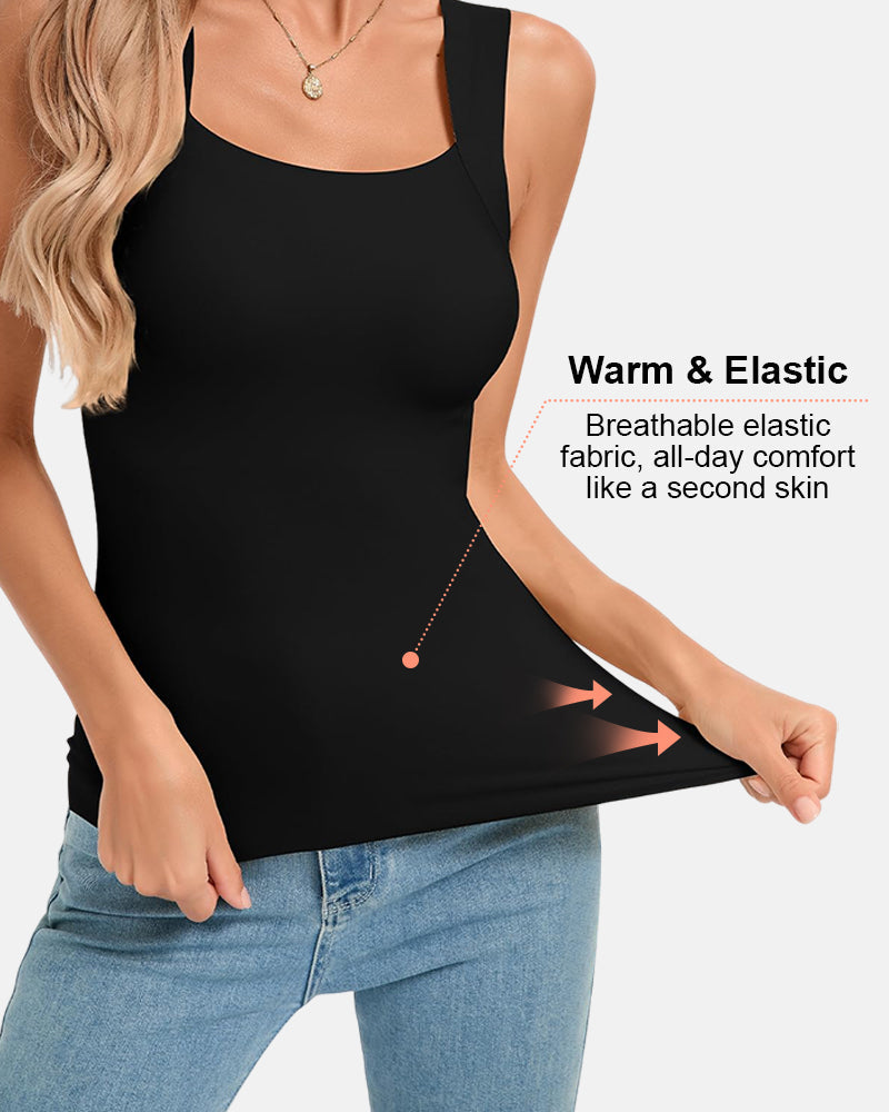 Women's U Neck Thermal Tank Tops with Built-In Bra