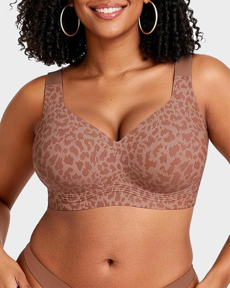 Leopard Jelly Wirefree Bra Full Coverage Padded No Underwire Everyday Bra