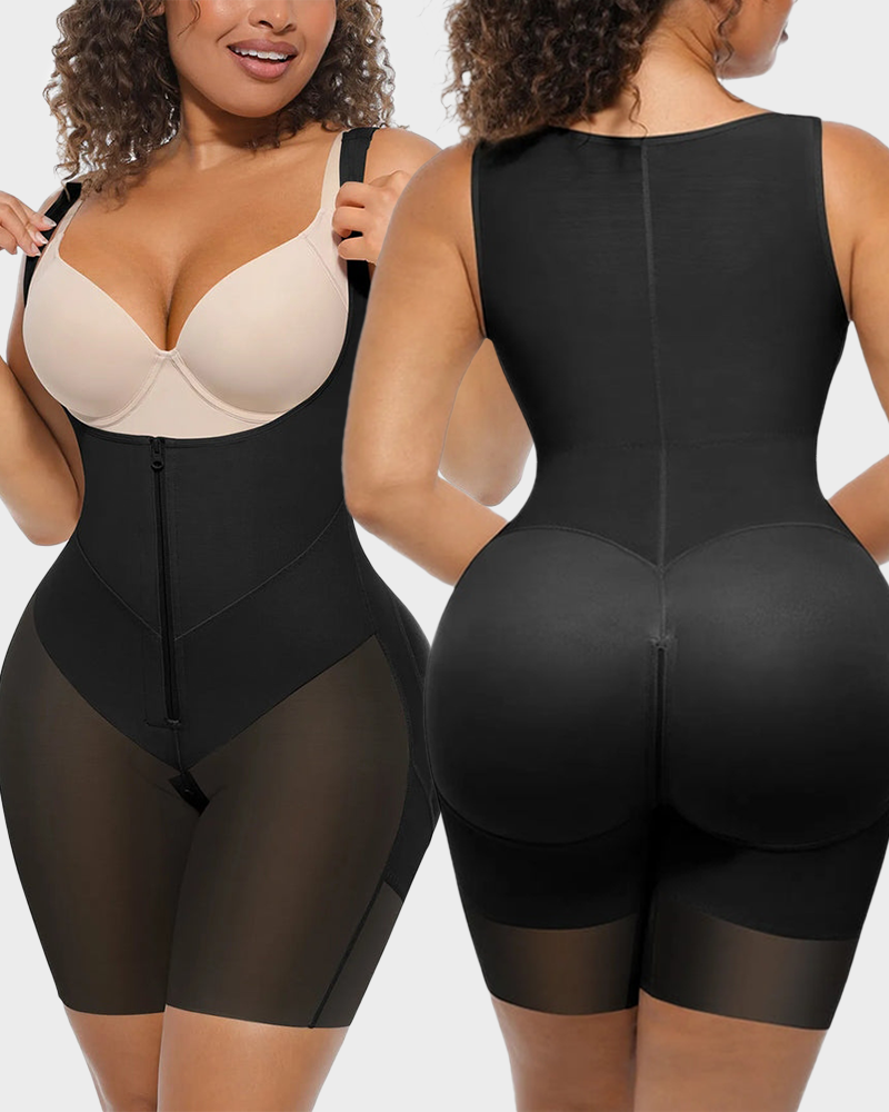 Colombian Postpartum Faja Butt Lifter Bodysuit with Zipper Crotch Smooth Compression Shapewear