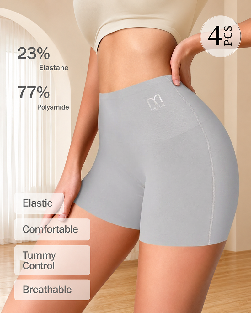 4PCS High Waist Shapewear Shorts for Women Solid Color Sculpting Panties