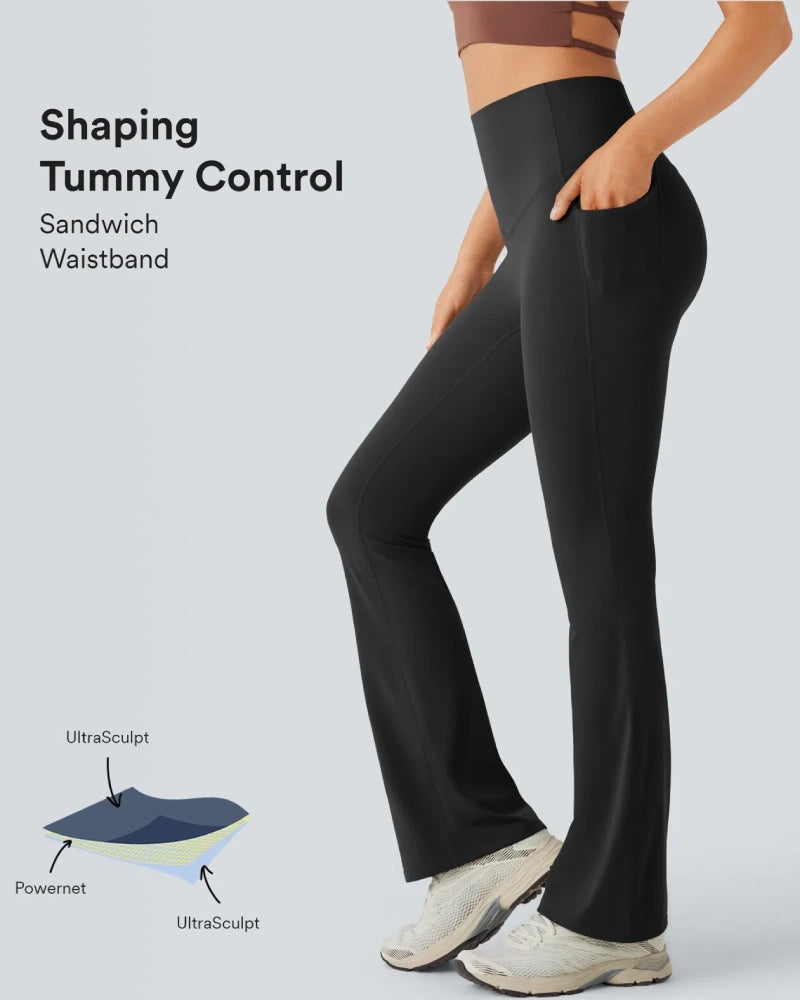 High Waisted Tummy Control Butt-Lifting Shaping Yoga Bootcut Leggings