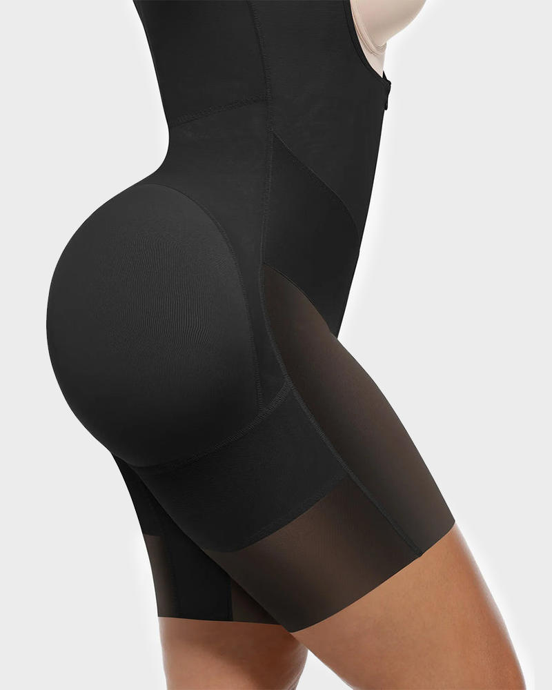 Colombian Postpartum Faja Butt Lifter Bodysuit with Zipper Crotch Smooth Compression Shapewear