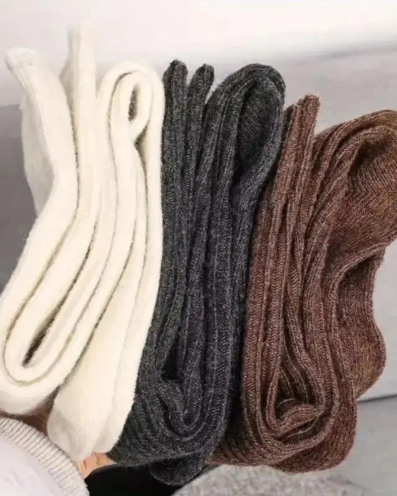 Women's 5 Pair Thick Slim Fit Calf Boot Socks with Side Stripes Fall Winter
