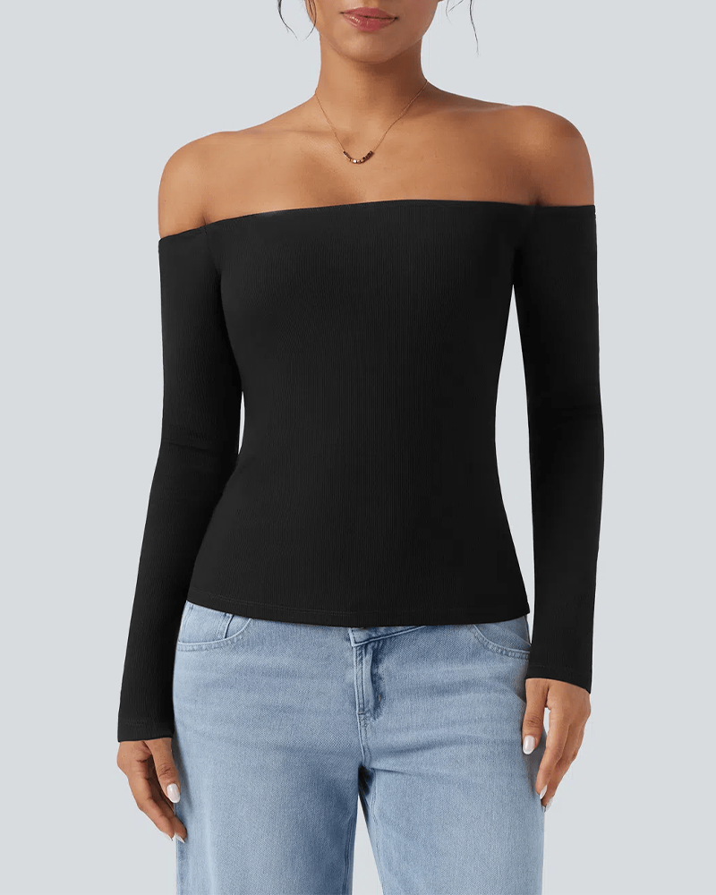 Built-in Bra Ribbed Knit Top