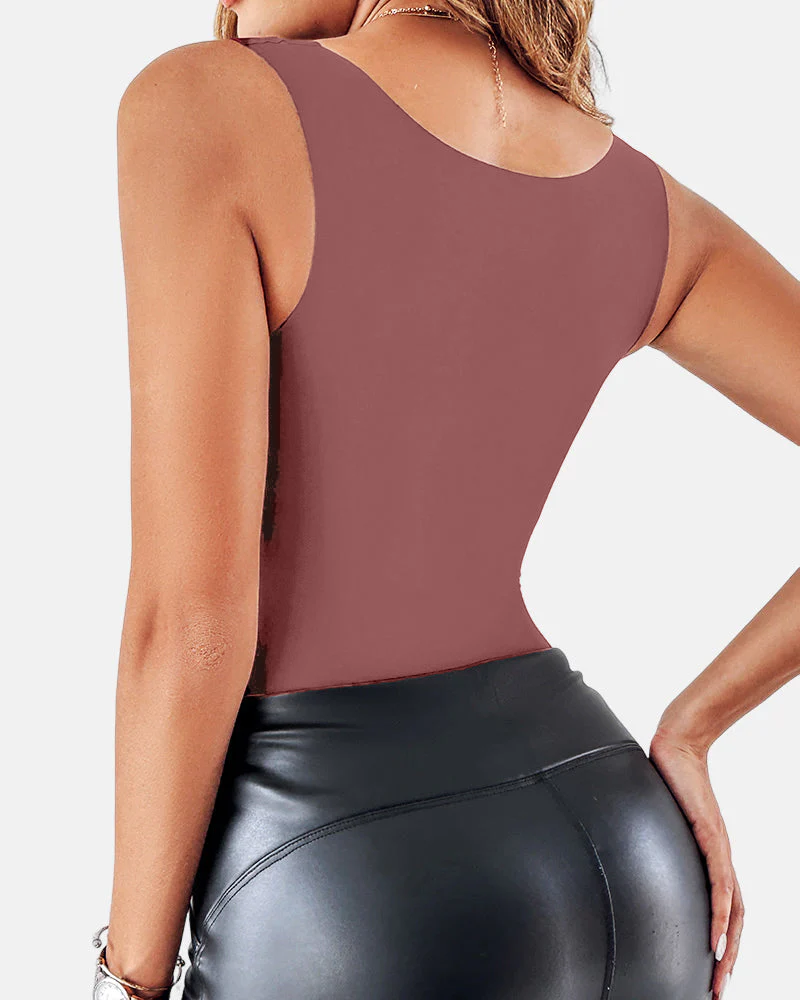 Women's U Neck Thermal Tank Tops with Built-In Bra