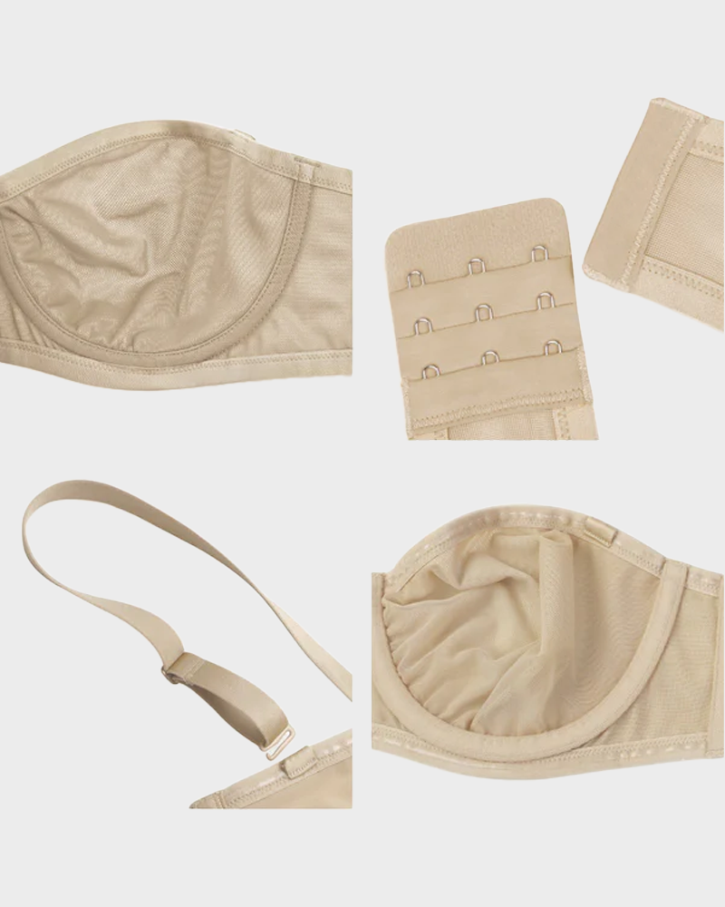 Strapless Mesh Underwire Balconette Bra