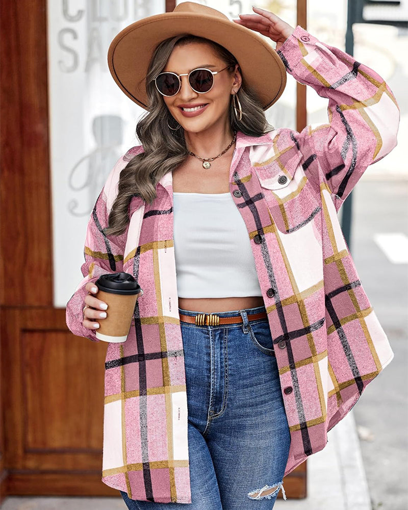 Plus Size Oversized Shacket in Cozy Flannel