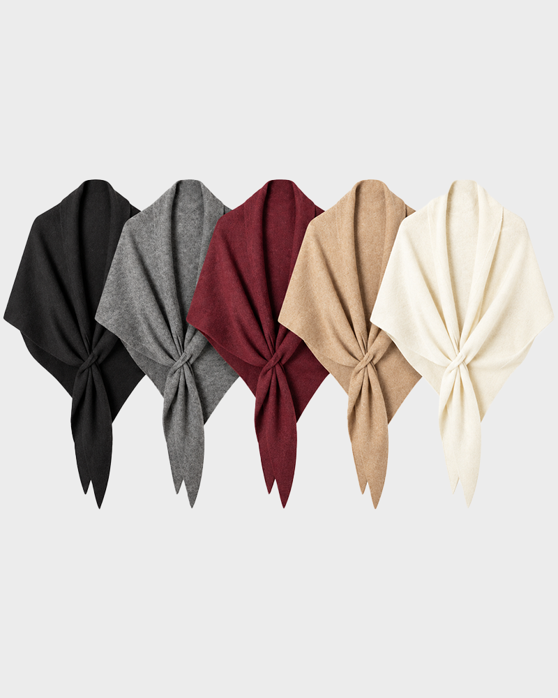 Soft Knitted Wrap Shawl Thick Warm Knotted Detail Cover-Up