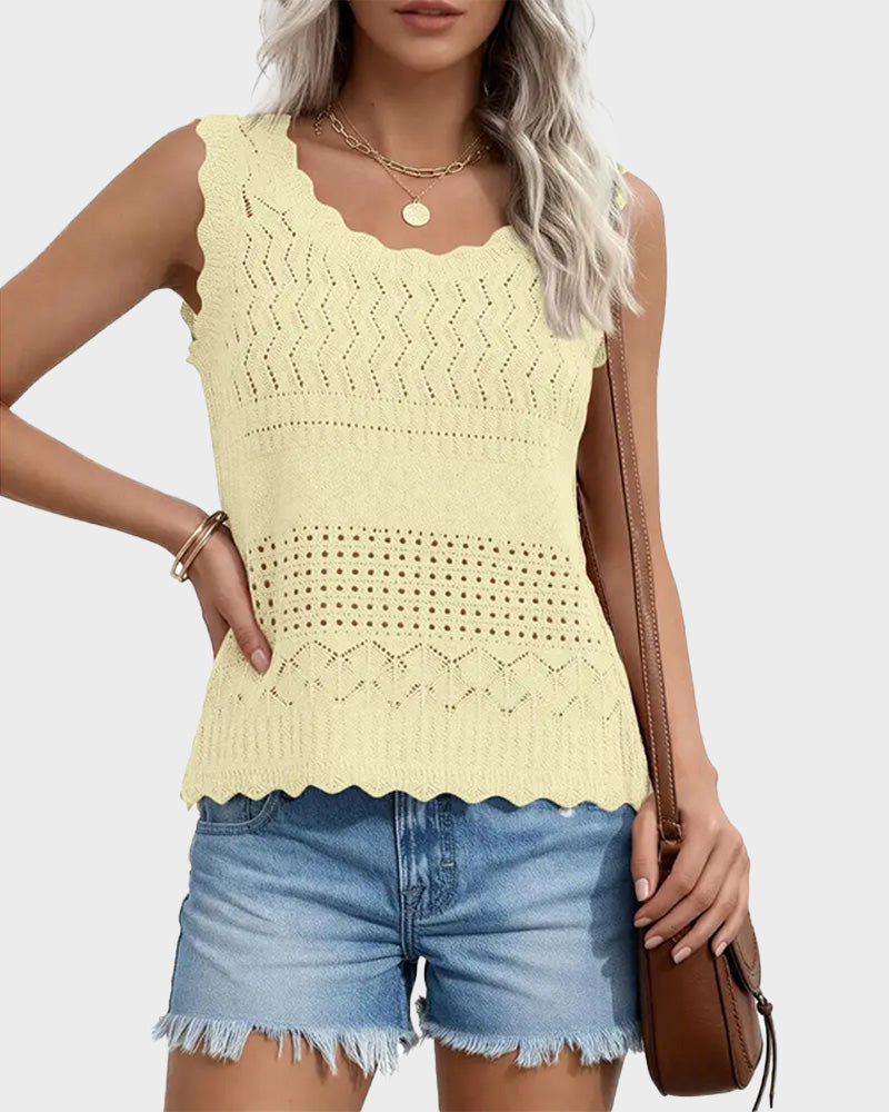 Women's Crochet Tank Top Sleeveless Knit Sweater Vest