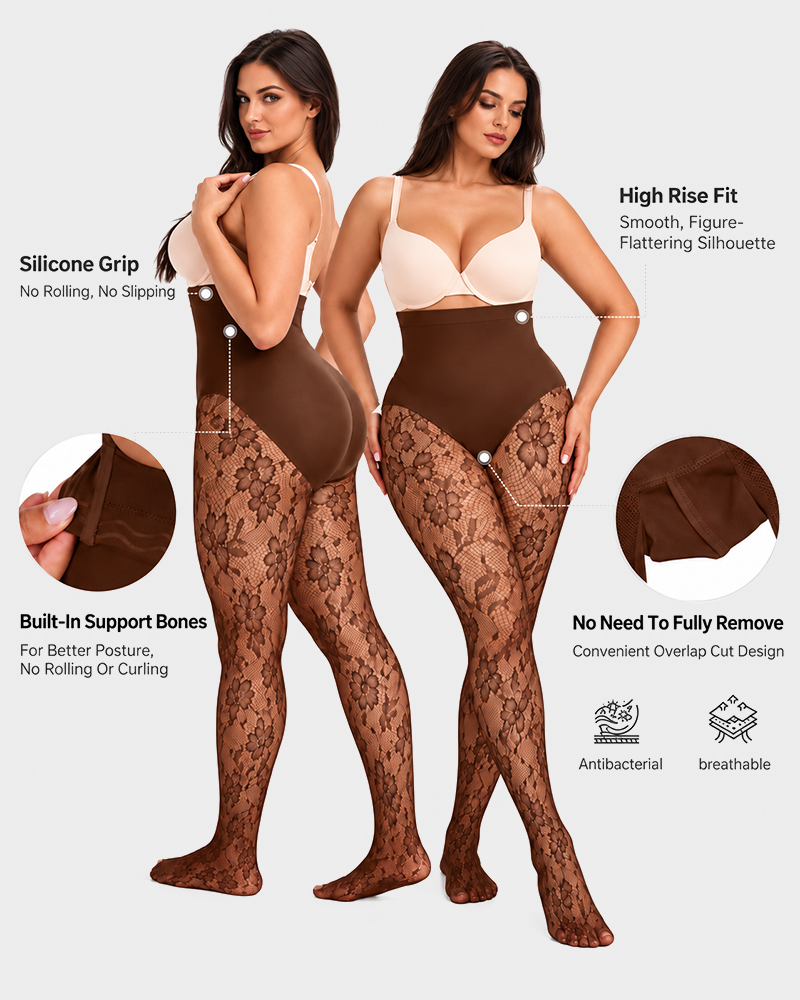 Women's High-Waist Lace Shaping Tights