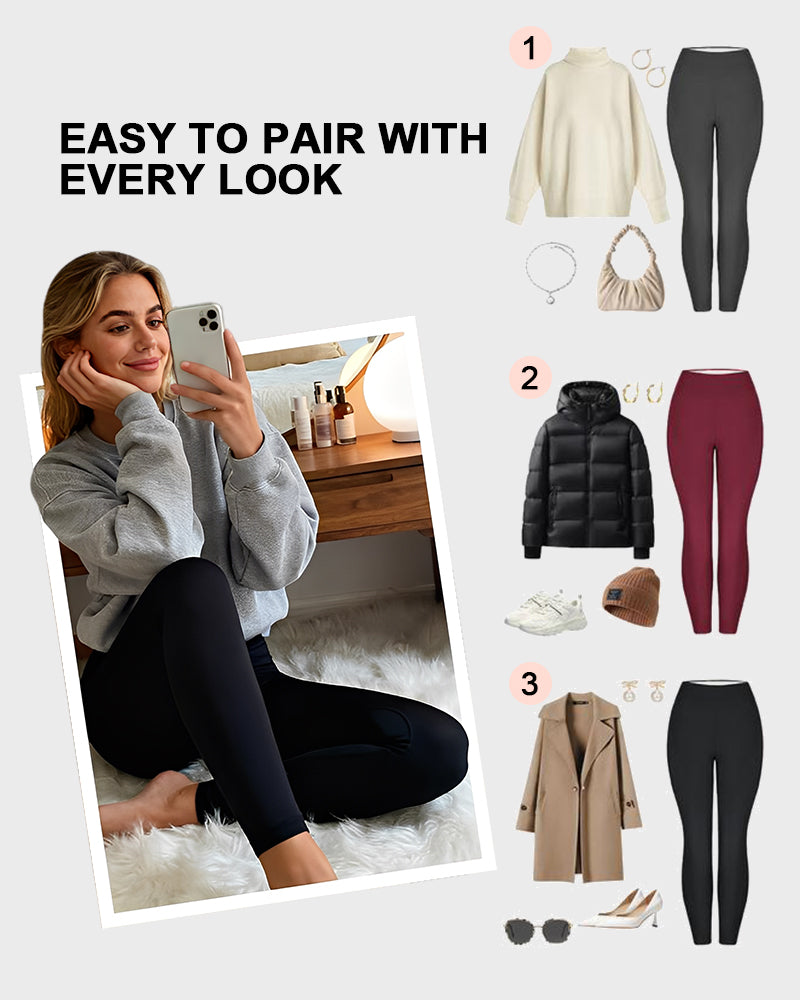High-Waisted Fleece Leggings with Pockets