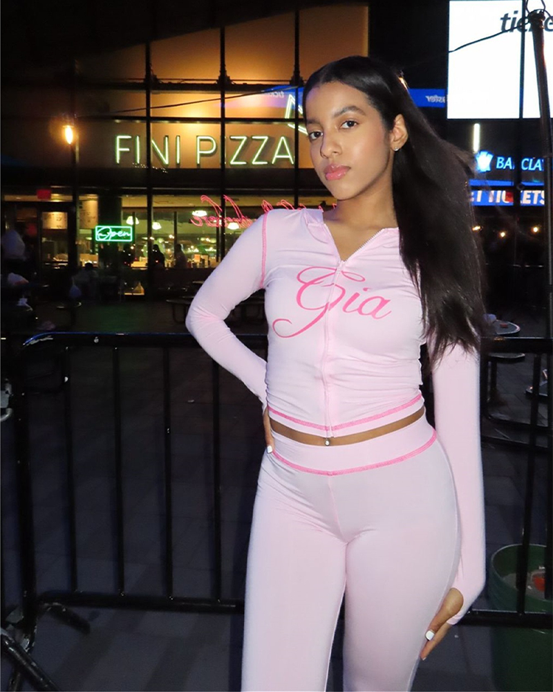 Letter Print Zip Up Cropped Hoodie  & Low Rise Flare Leg Pants Set