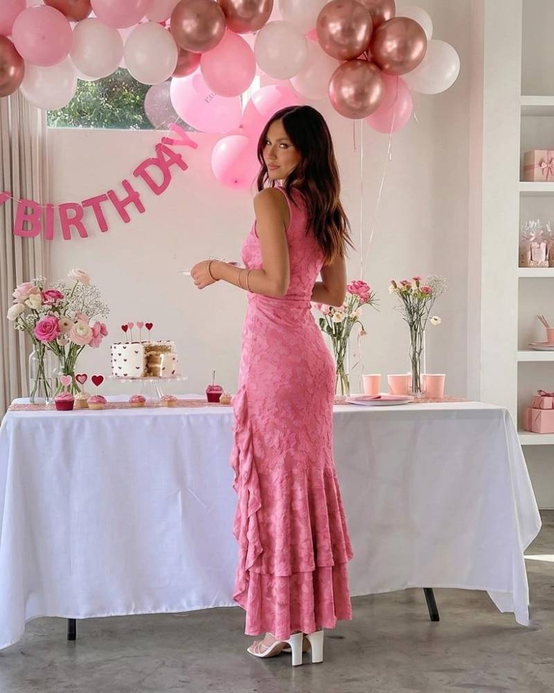 Floral Ruched Bodycon Mermaid Dress Square Neck Formal Wedding Guest Gown