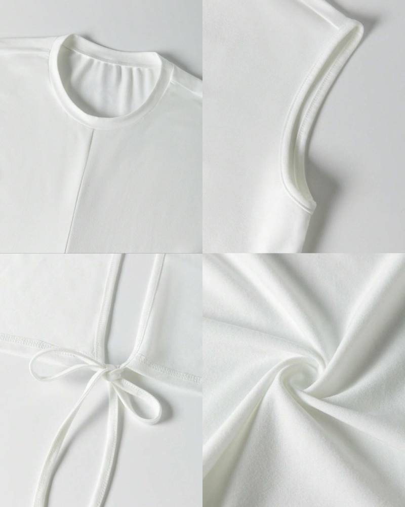 Plus Size Round Neck Short Sleeve Tie T-Shirt