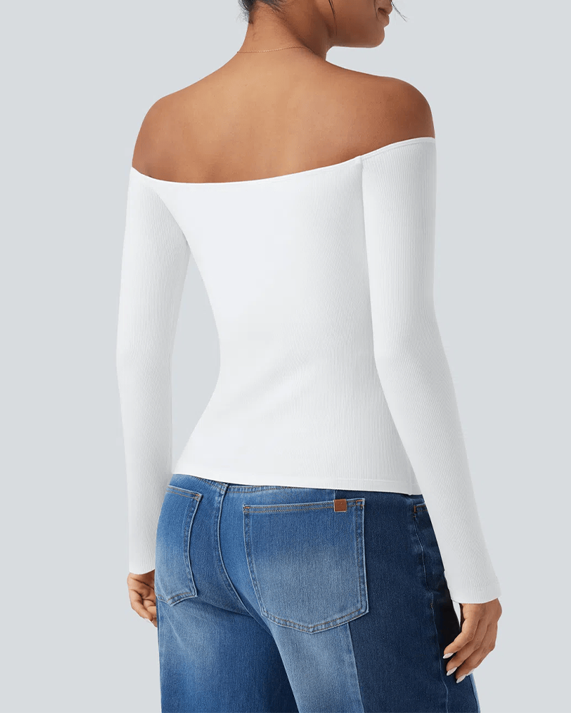 Built-in Bra Ribbed Knit Top