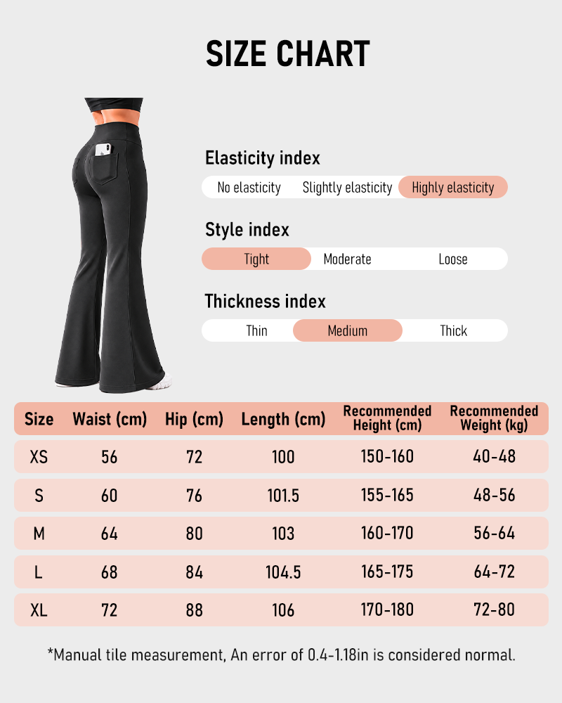 Women's Fleece Lined Flare Leggings with Pockets High Waisted Thermal Yoga Pants