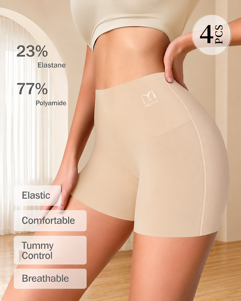 4PCS High Waist Shapewear Shorts for Women Solid Color Sculpting Panties