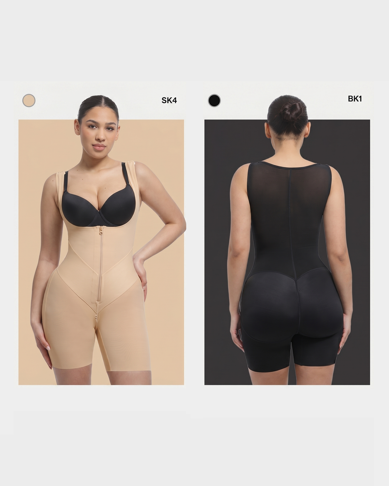 Colombian Postpartum Faja Butt Lifter Bodysuit with Zipper Crotch Smooth Compression Shapewear