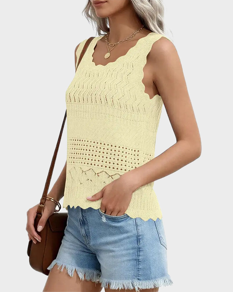 Women's Crochet Tank Top Sleeveless Knit Sweater Vest