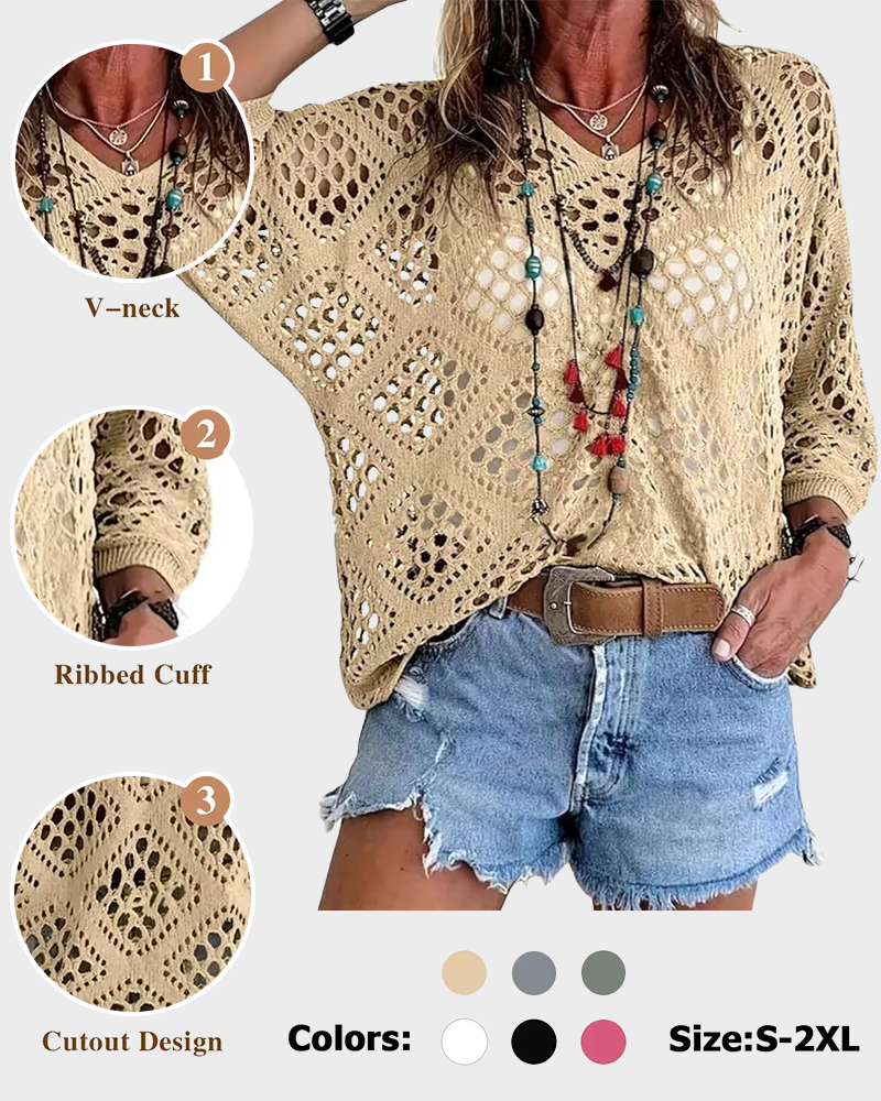 Bohemian V-Neck Crochet Top for Women