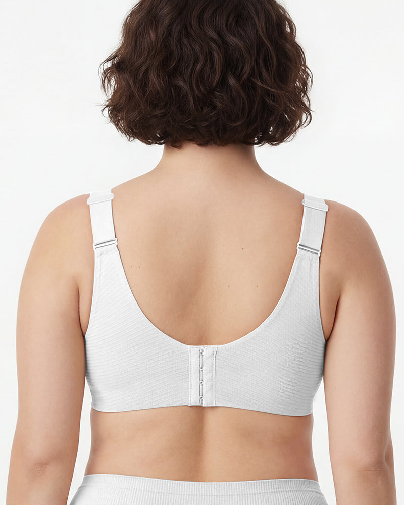 Women's Solid Ribbed Push Up Soft Breathable Wireless Bra