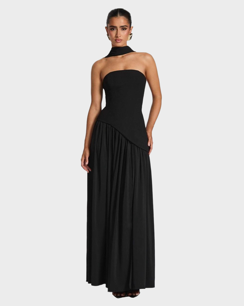 Women's Plain Split Thigh Strapless Bodycon Tube Dress