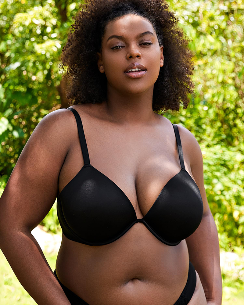 Breathable Mesh Deep V Push Up Padded Low Plunge T Shirt Bra