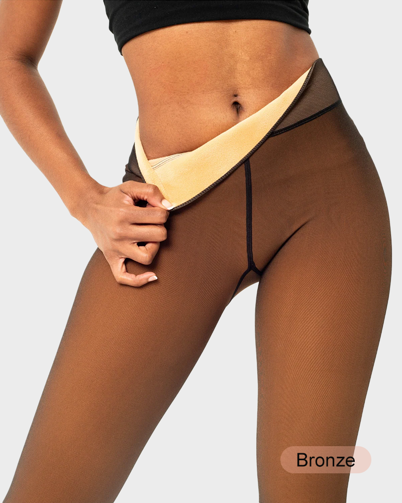 Translucent Fleece Lined Tights For All Skin Tone（One-Seam）