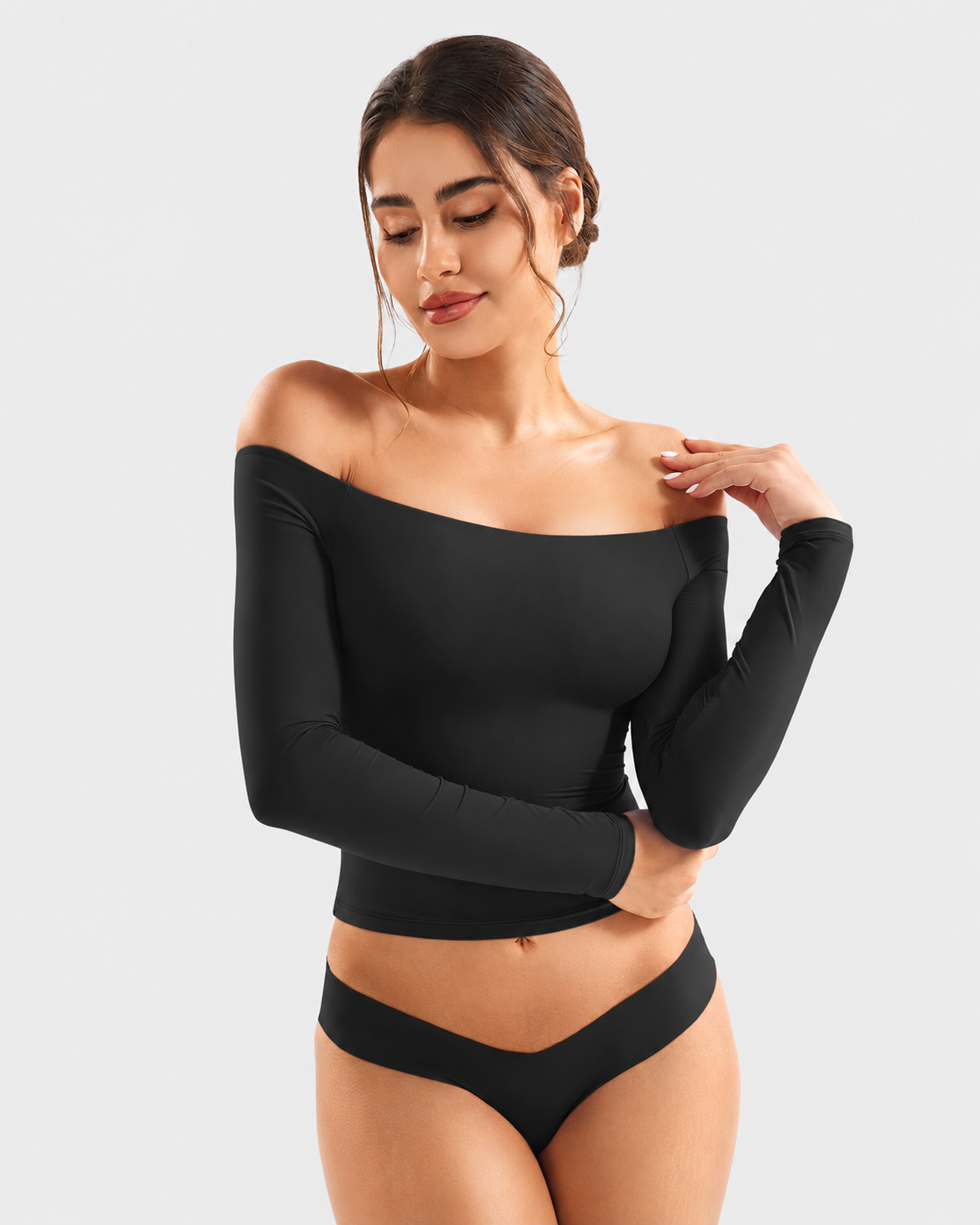Buttery Soft Double Lined Off Shoulder Long Sleeve Y2K Going Out Top