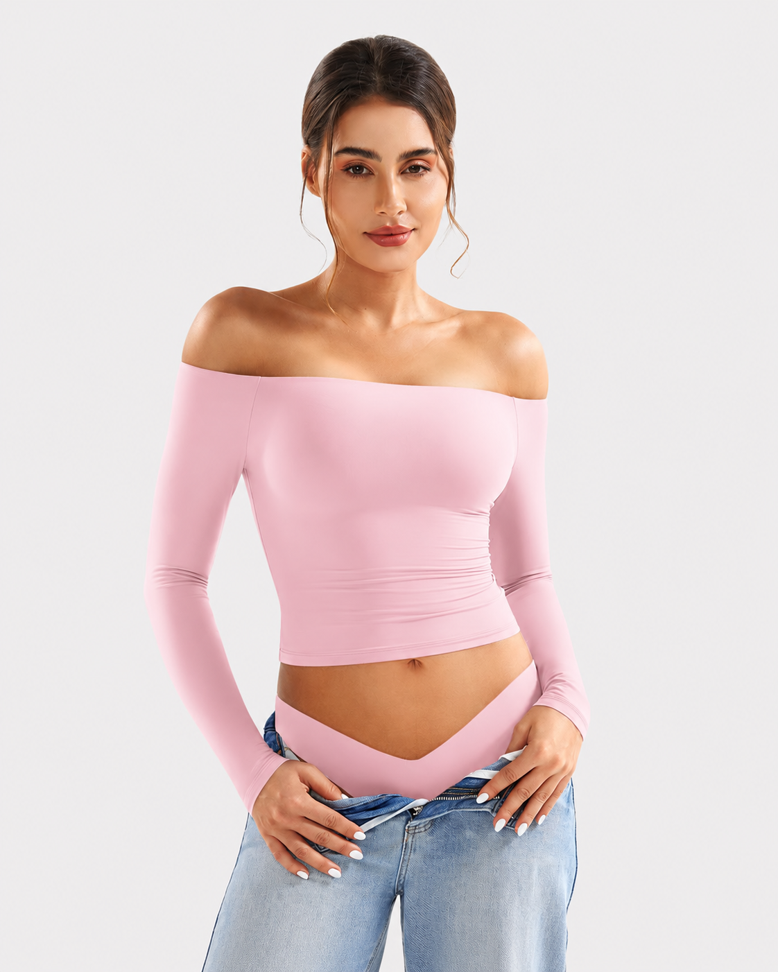 Buttery Soft Double Lined Off Shoulder Long Sleeve Y2K Going Out Top