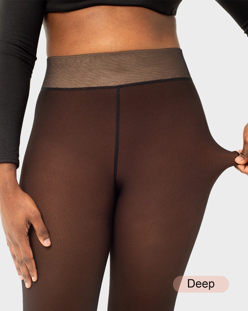 Translucent Fleece Lined Tights For All Skin Tone（One-Seam）