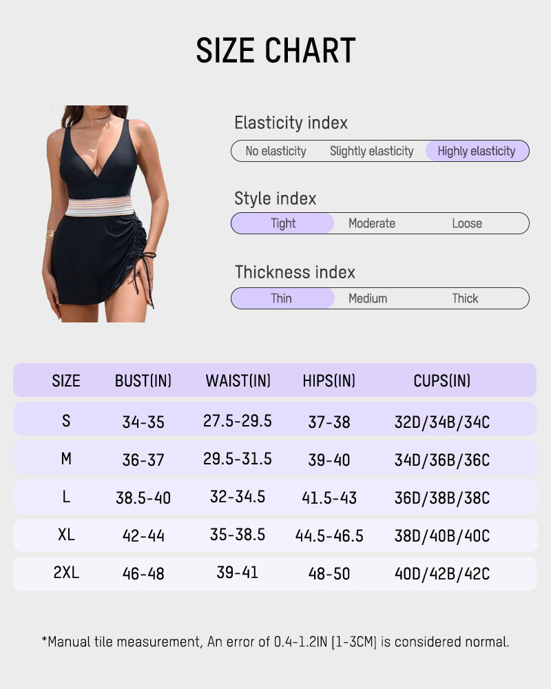 Deep V Drawstring One-Piece Swim Dress