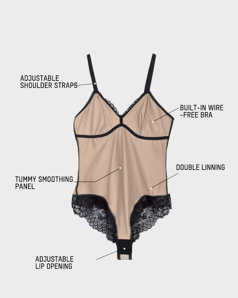 Deep V Sexy Lace Sculpting Thong Tummy Control Bodysuit