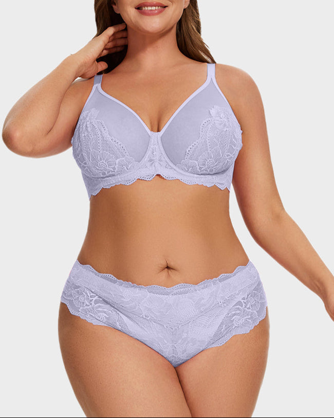 Full Coverage Lace Minimizer Bra-Purple