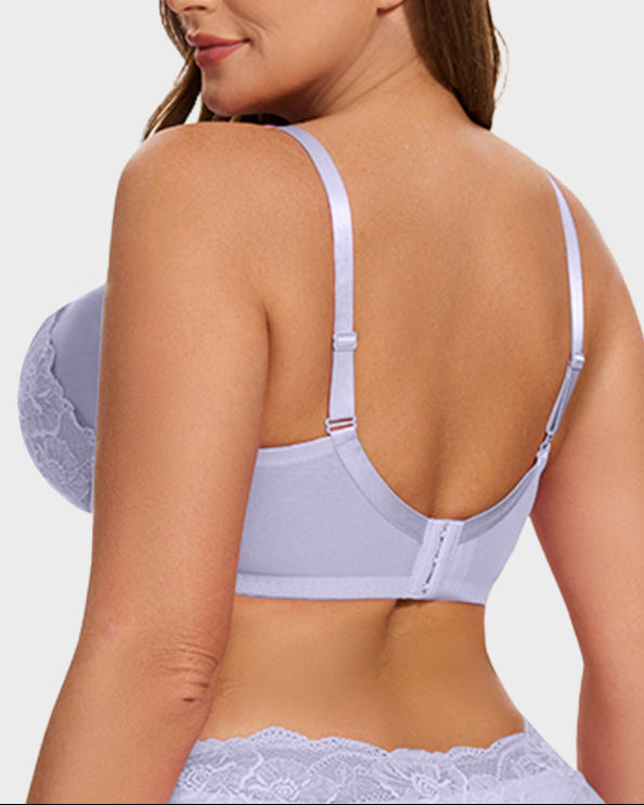 Full Coverage Lace Minimizer Bra-Purple